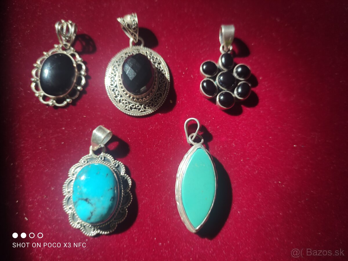 Predam krasne strieborne privesky s polodrahokamami - 4