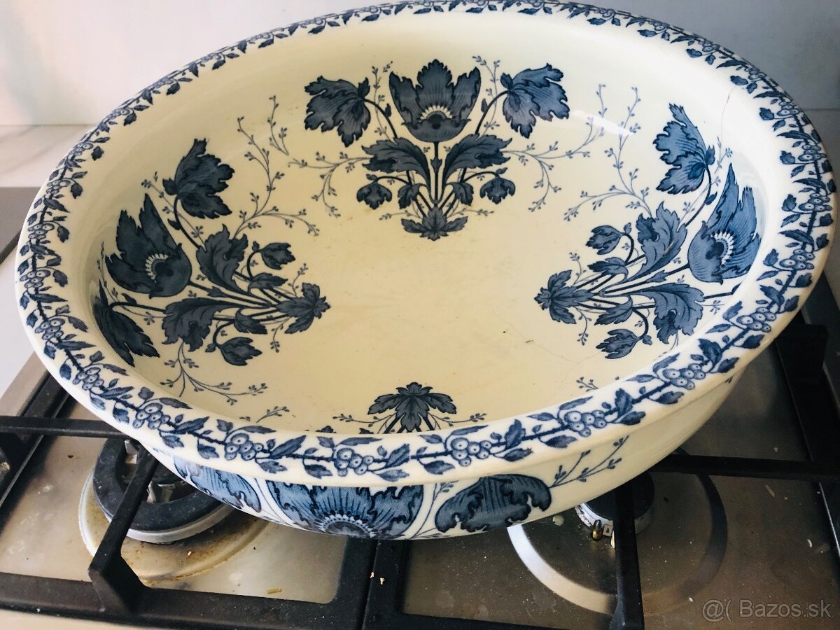 Starozitne velke rucne malovane umyvadlo - 4