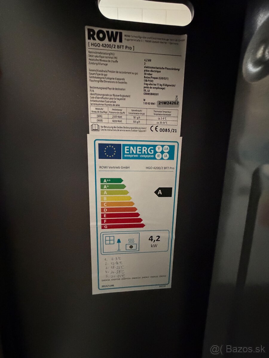 Plynovy ohrievač zn: Rowi - 4