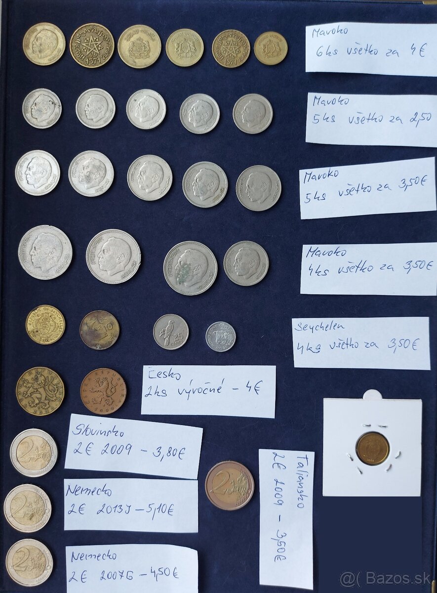 Zbierka mincí - Maroko,Taliansko, České mince, dvojeurovky - 4