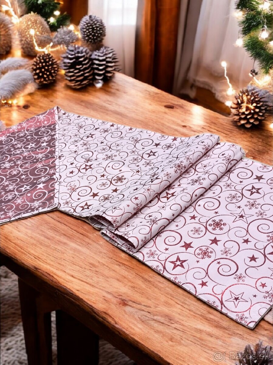 Ružový vianočný trblietavý obrus - 4