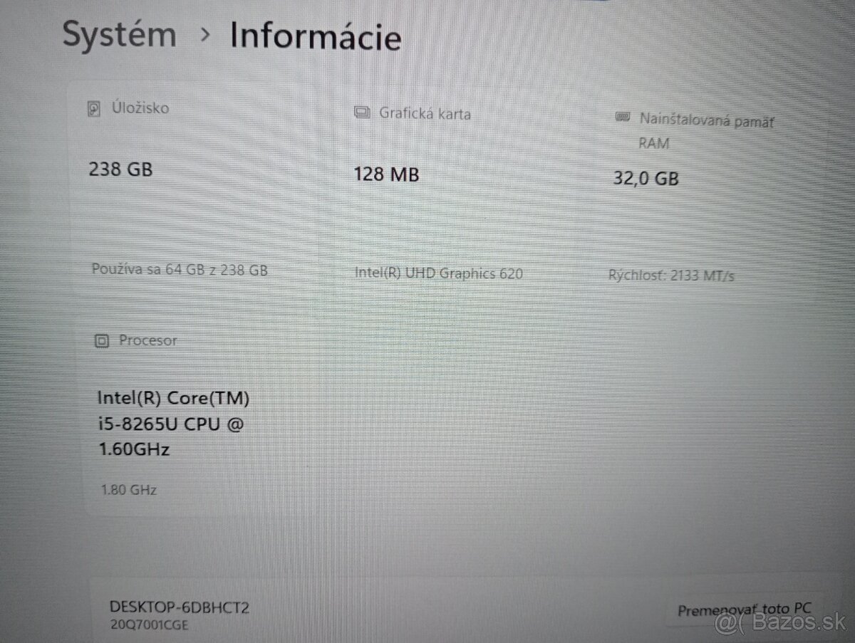 Lenovo thinkpad L590 ,Intel(R) Core™i5 , 32gb ram ,256gb ssd - 4