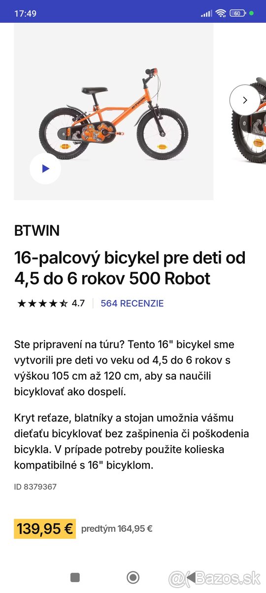 Detsky bicykel B Twin Robot 500 - 4