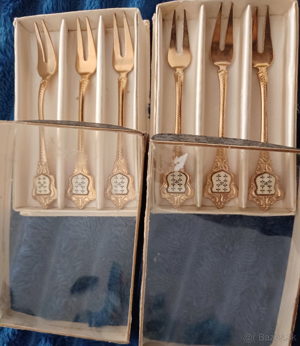 Pozlátené dezertné vidličky, 6 ks v krabičke - 4