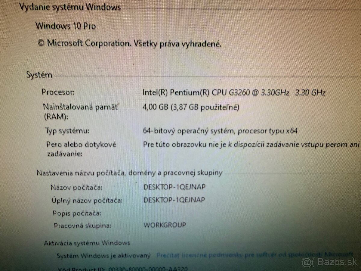 Stolny PC-PentiumG3260/4gbRam/240gbSSD/W10Pro - 4