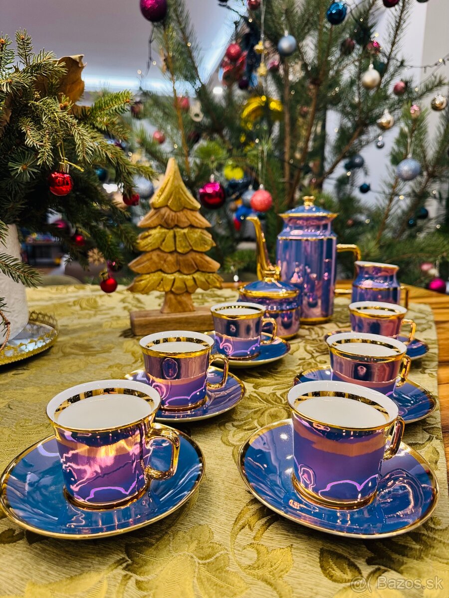 Retro fialová porcelánová súprava Valaská Belá - 4