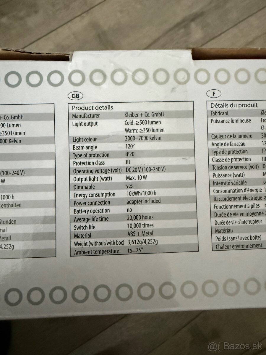 LED Stojaca Lampa KLEIBER – 4 farby svetla, dotyková - 4