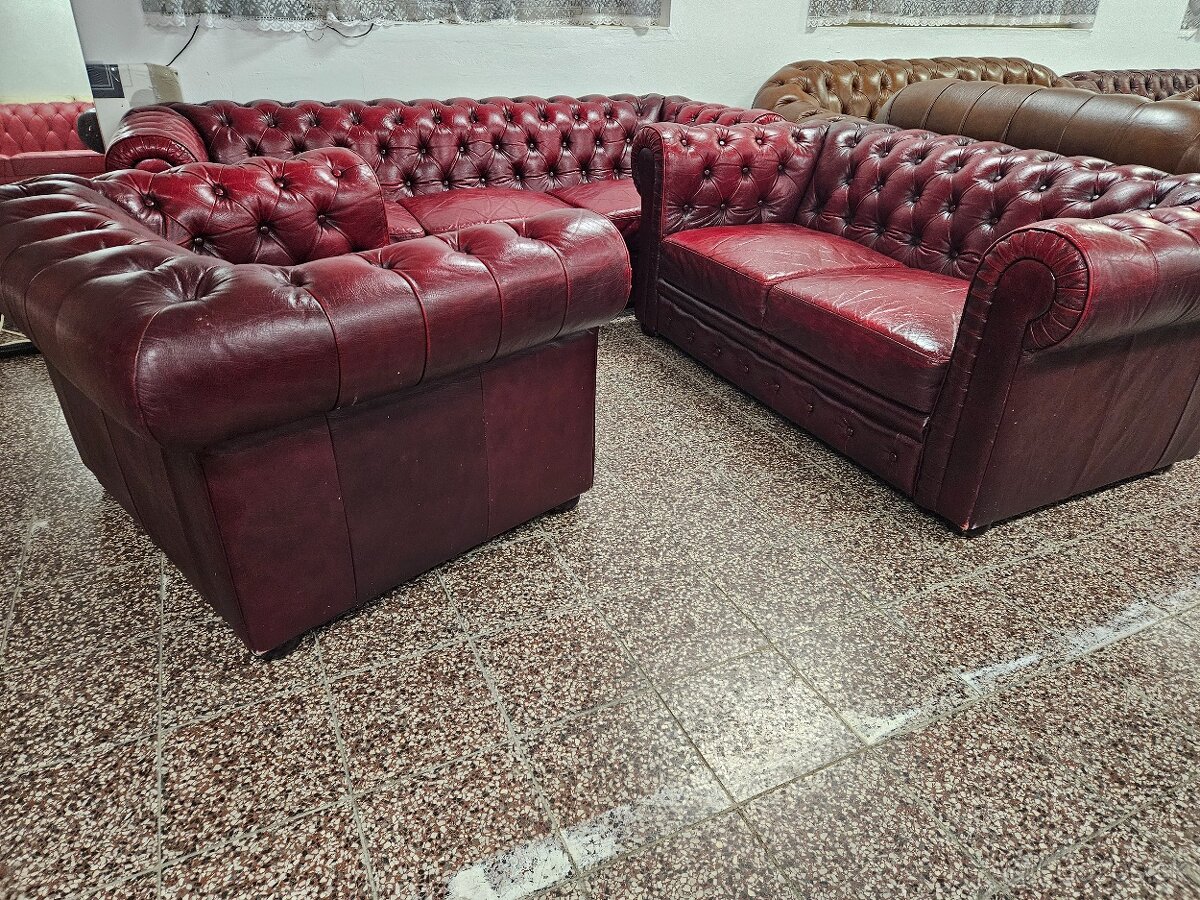 CHESTERFIELD ŠTÝL 3+2+1,KOŽENÁ NEROZŤAHOVACIA - 4