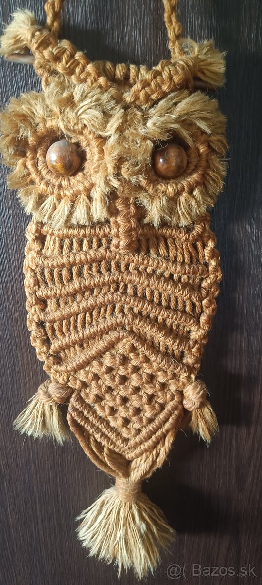 Makramé sova na stenu, 70-te roky - 4
