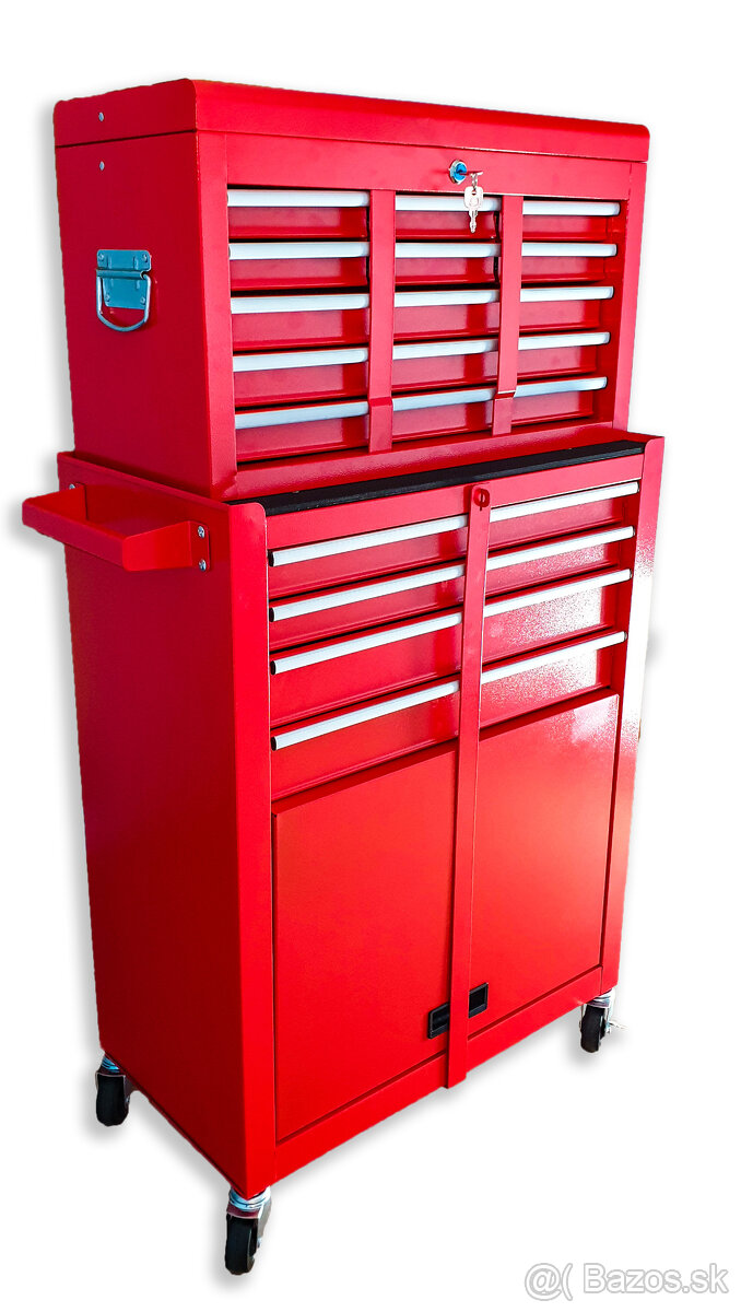 Montážny dielenský vozík náradie 13 ZÁSUVIEK Cierveny - 4