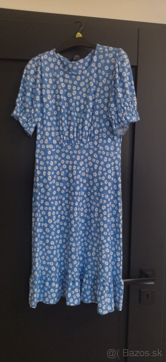 Modré kvietkované šaty - 4