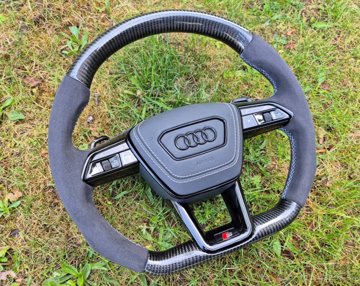 VOLANT AUDI KARBON ALKANTARA ČIERNY PREMIUM DEKOR + RS PADLA - 4