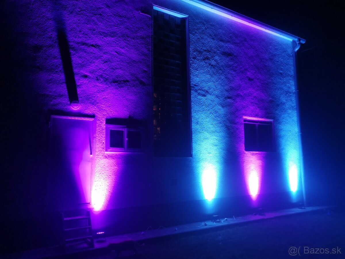 4ks led par reflektory RGBW-140W, diaľkové aj DMX + TAŠKA - 4