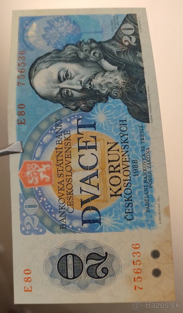 20 Kčs bankovka 1988 - 4
