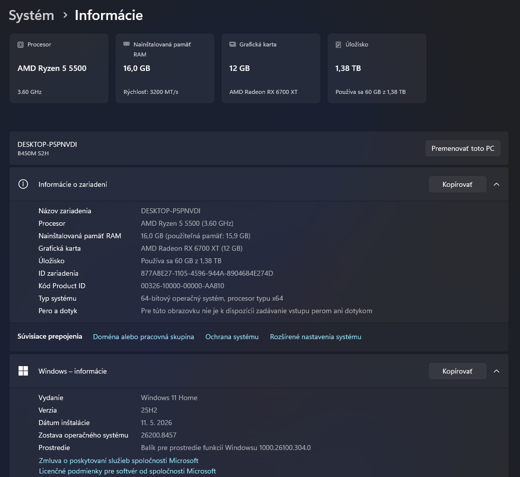 Herný PC Ryzen 5500 6700XT - 4