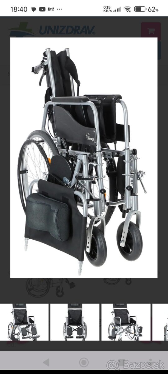 Polohovatelný invalidný vozík. - 4