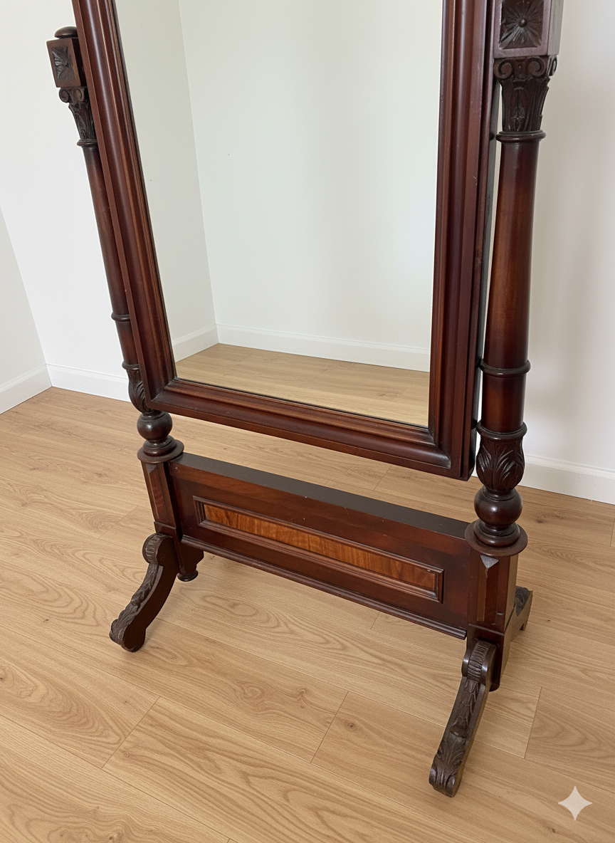 Predám krásne starožitné stojanové zrkadlo – masívne drevo - 4