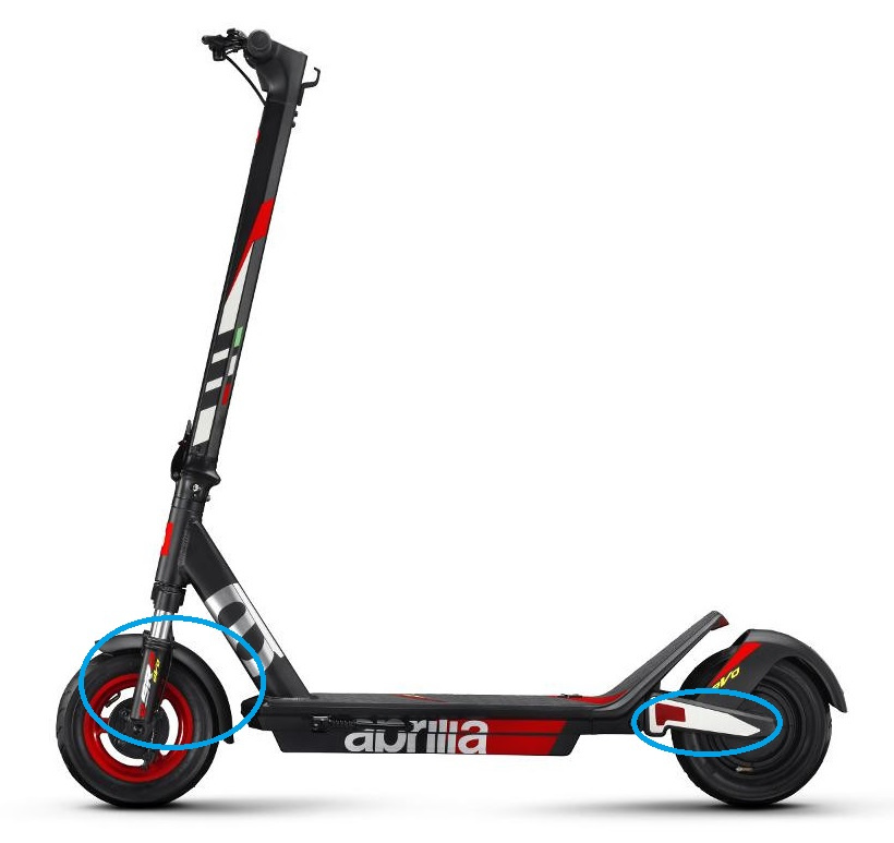 Aprilia ESR2 evo blatník + krytky + 2x pneumatiky - 4