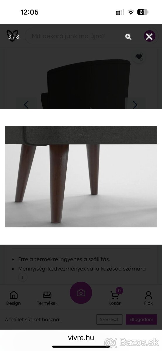 Zamatove antracit cierne kreslo Avron - 4