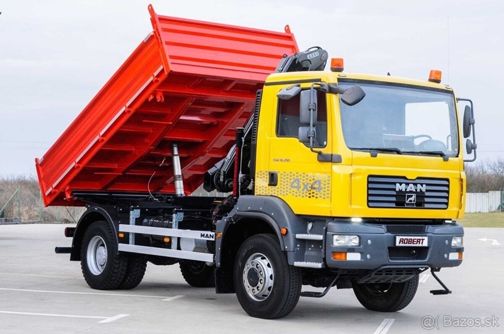 MAN TGA 18.280 4X4 TROJSTRANNÝ SKLÁPAČ + HYDRAULICKÁ RUKA - 4