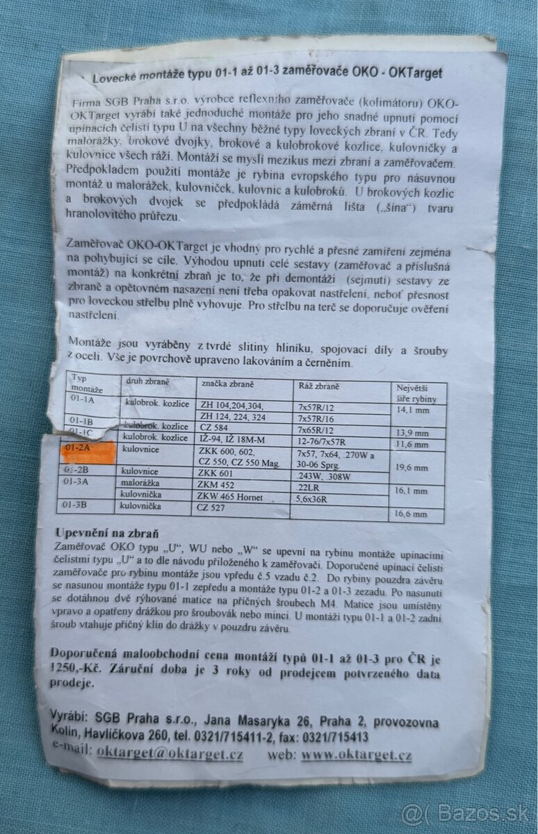 Montáž na kolimátor OKO - 4