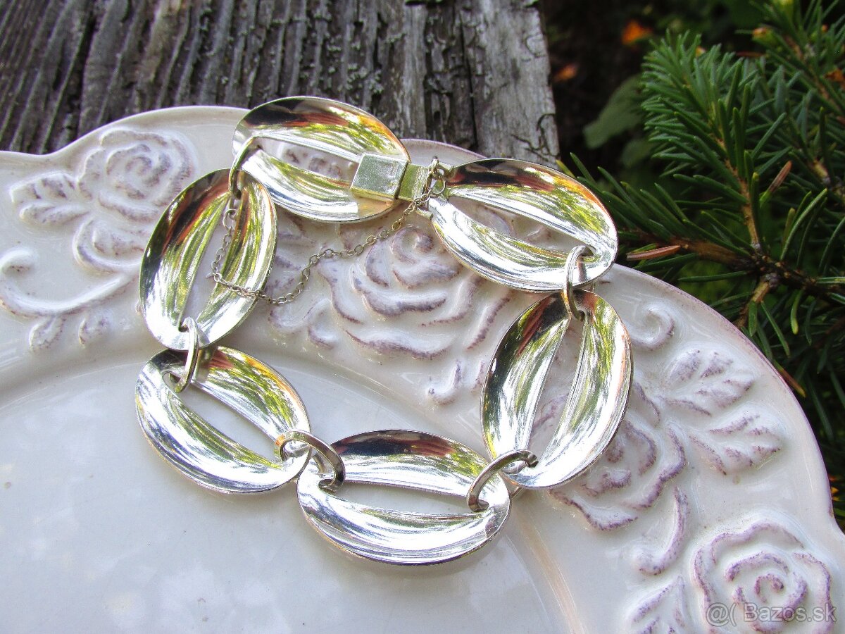 Hrubý starý strieborný náramok, Ag 900 - 4