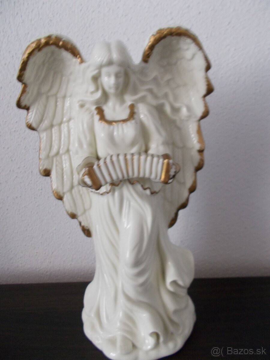 Retro porcelánový 24 cm anjel - 4