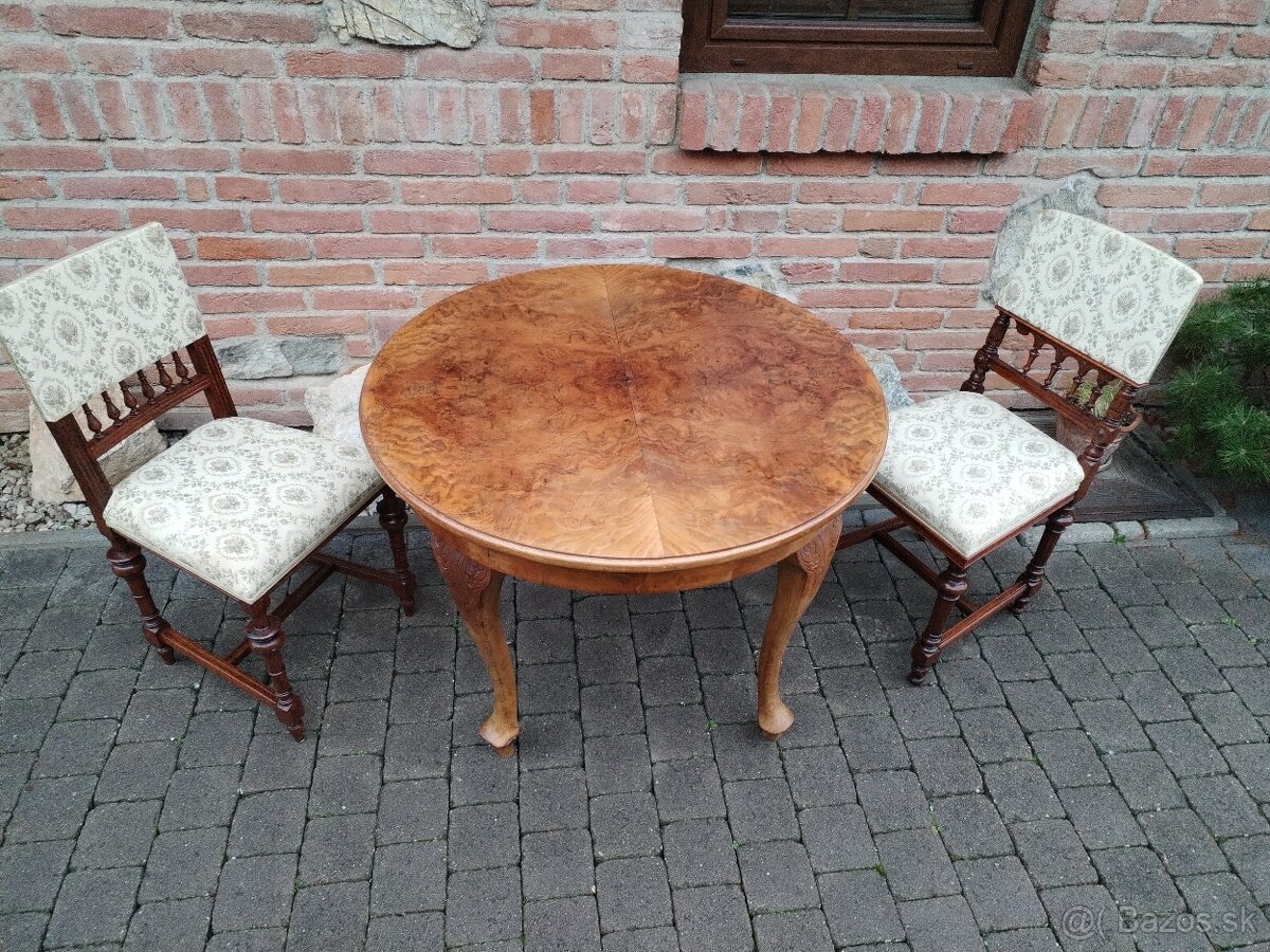 Starožitný stôl + stoličky - 4