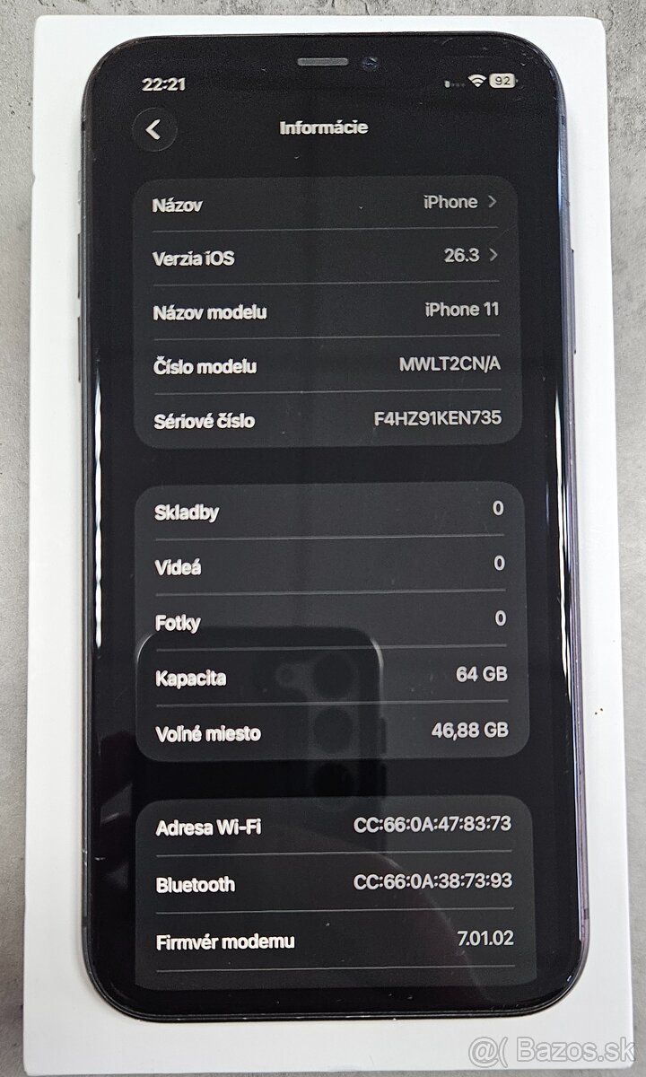 Iphone 11 64GB Black 100% Baterka - 4