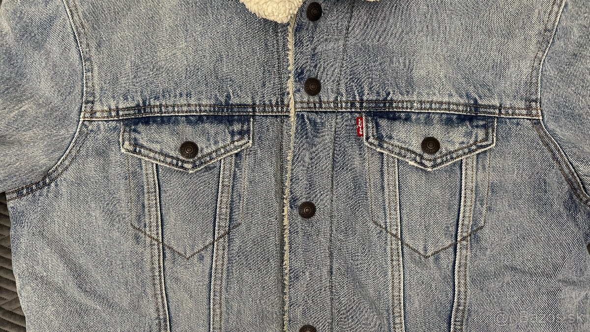 Pánska,džínsová,zateplená bunda LEVIS - veľkosť L - 4