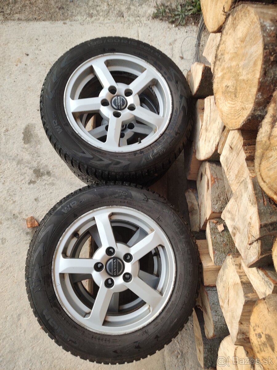 R15 Volvo – alu disky 5×108 + zimné Nokian WR D4 (195/60 R15 - 4