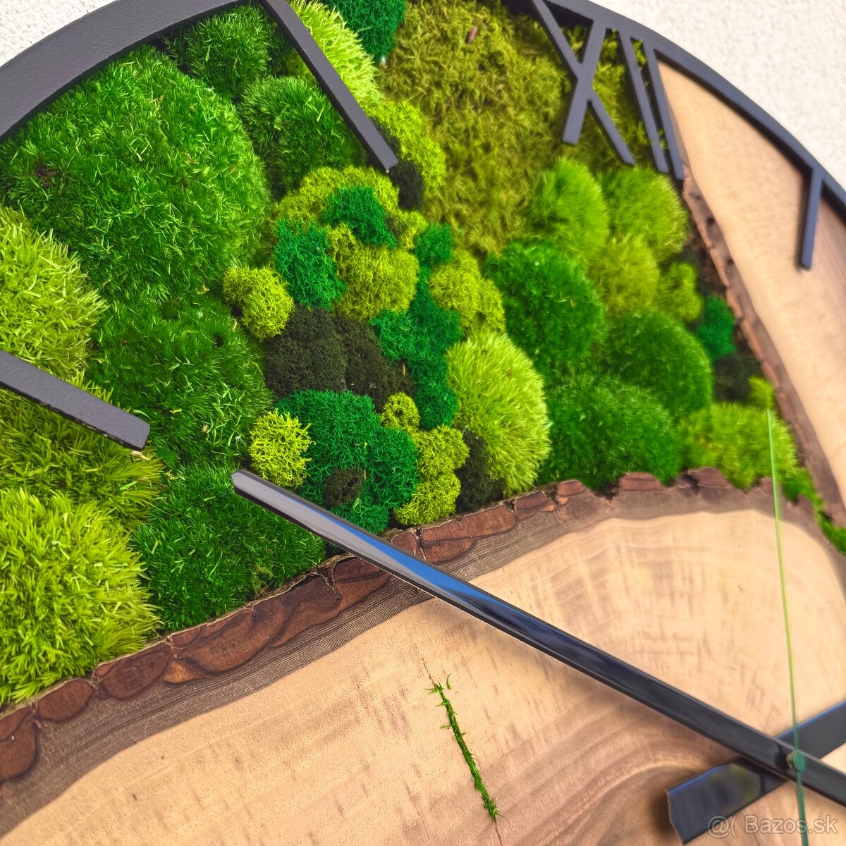 Machové hodiny 60cm orech , drevene hodiny s machom - 4