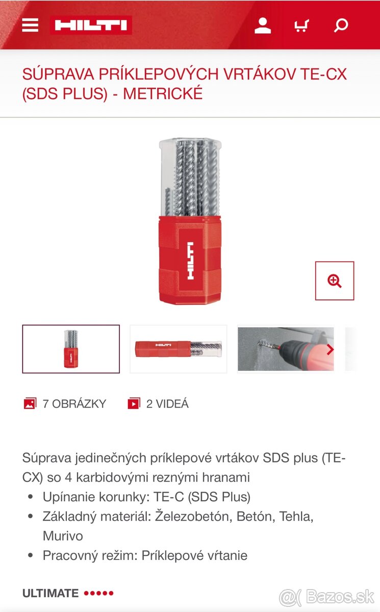 HILTI príklepové vrtáky SDS plus - 4