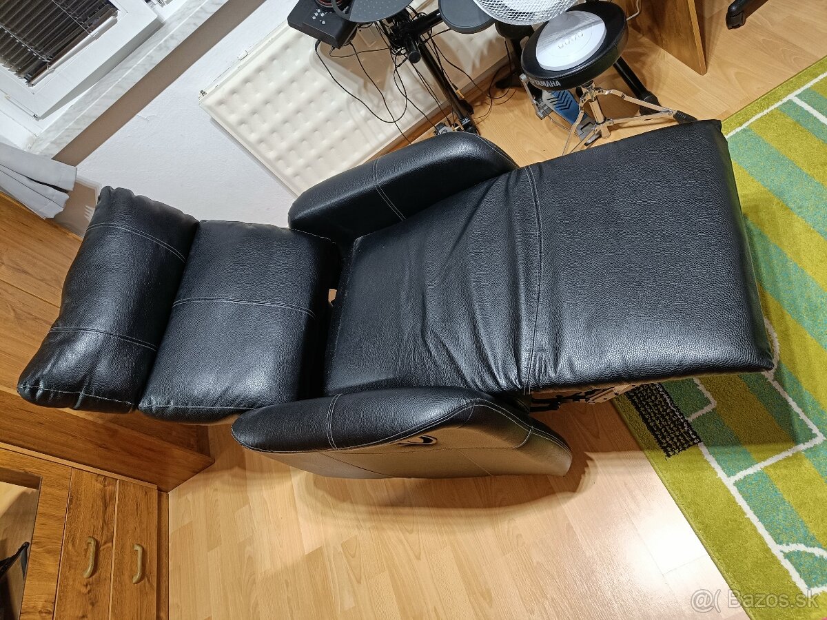 Polohovacie kreslo VEJEN čierna koženka - 4