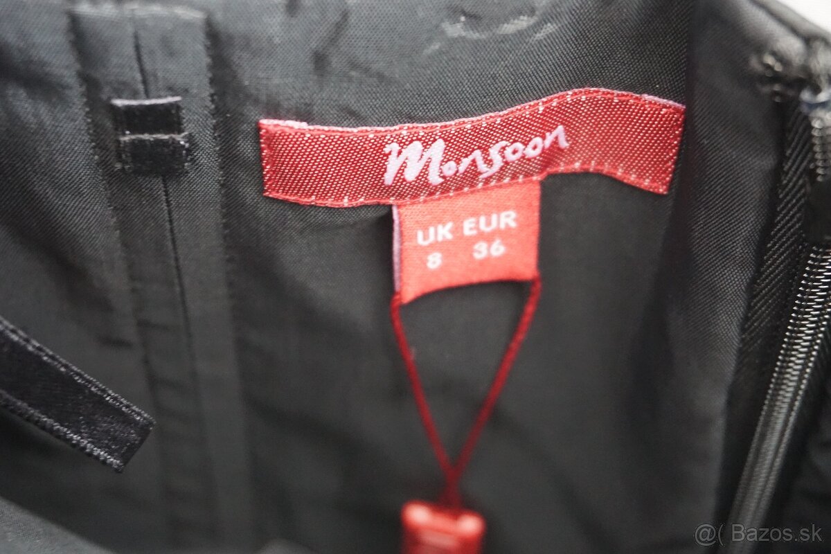 Luxusne cierne saty Monsoon s trblietavymi vzormi, vel. 36 - 4