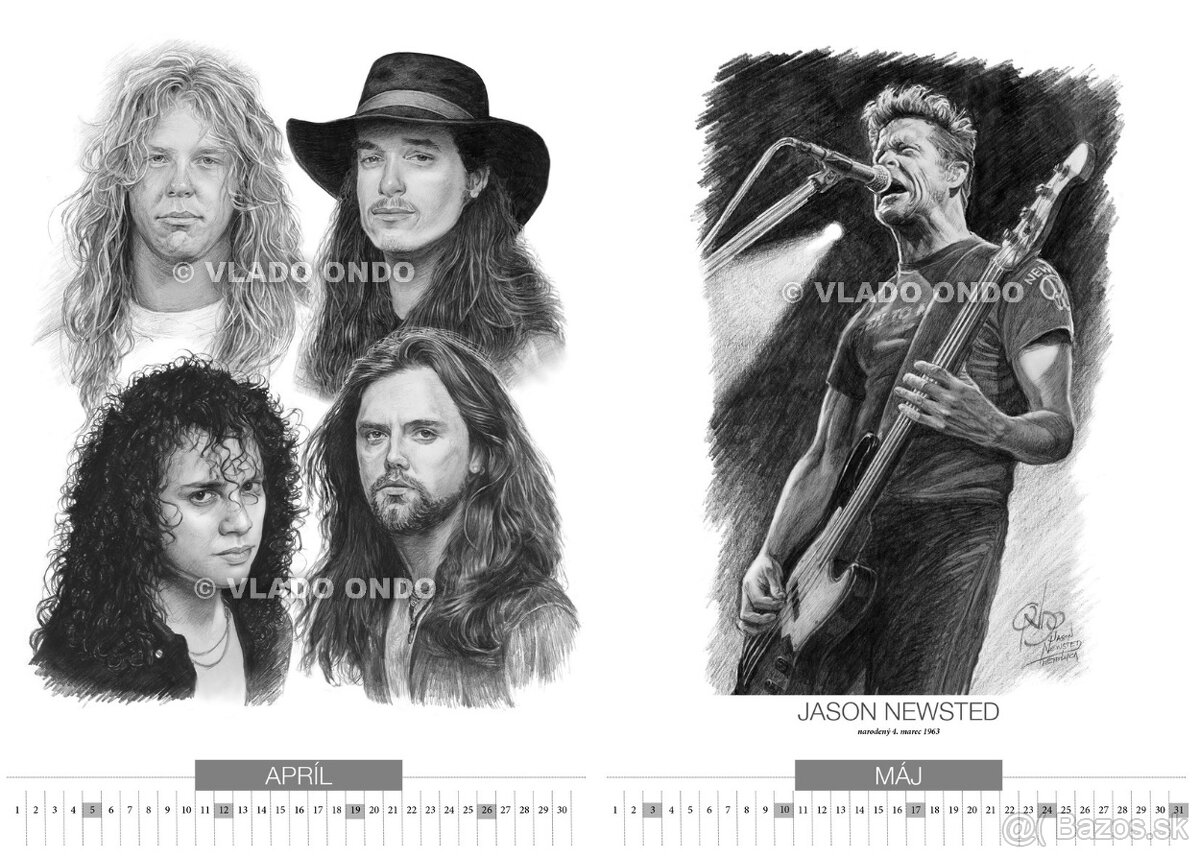 Unikátny kreslený kalendár portrétov Metallica 2026 - 4