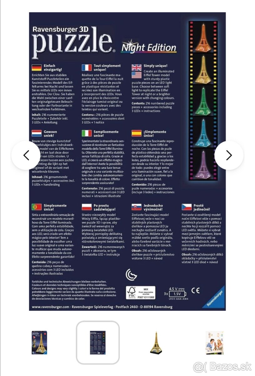 Puzzle 3D Eiffelova veža svietiaca - 4