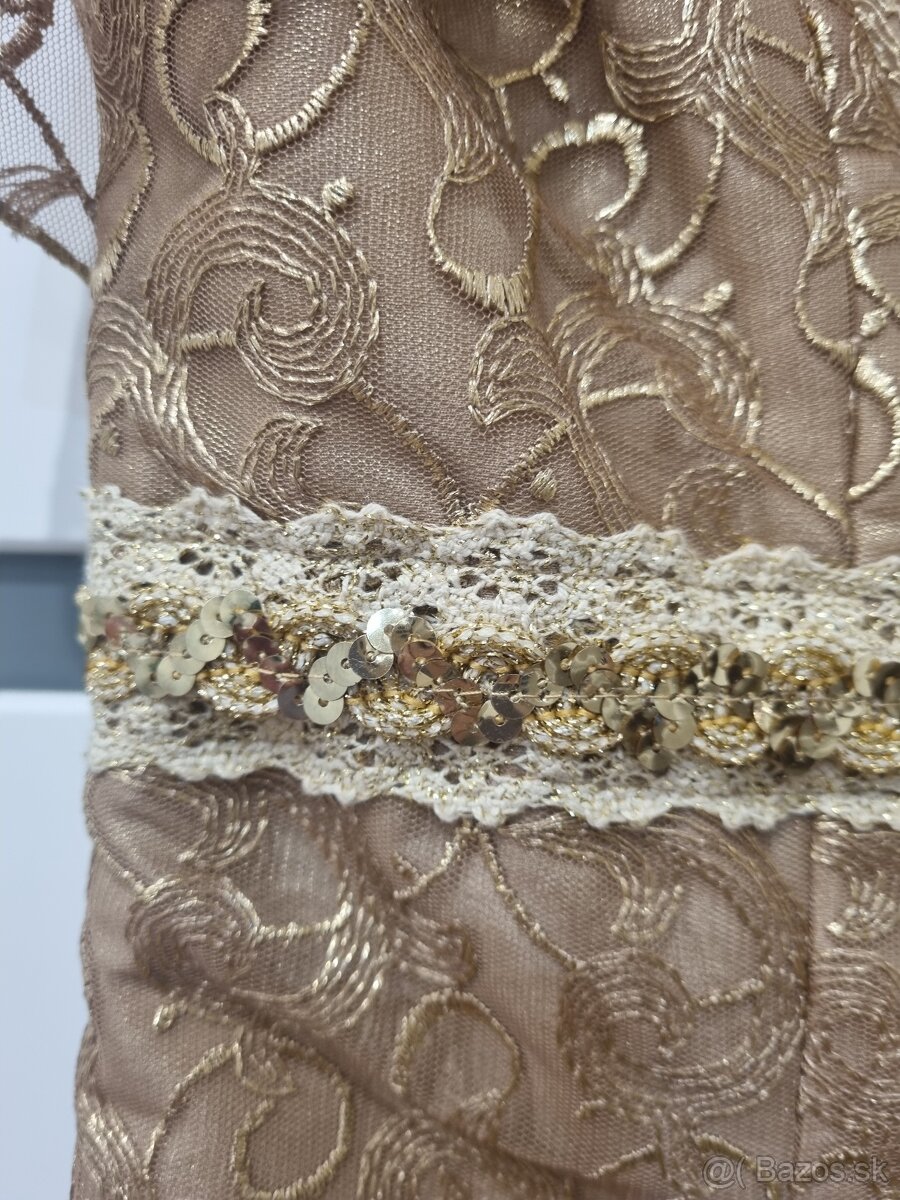 Zlaté šaty s bolérkom, veľ. 40, nové - 4