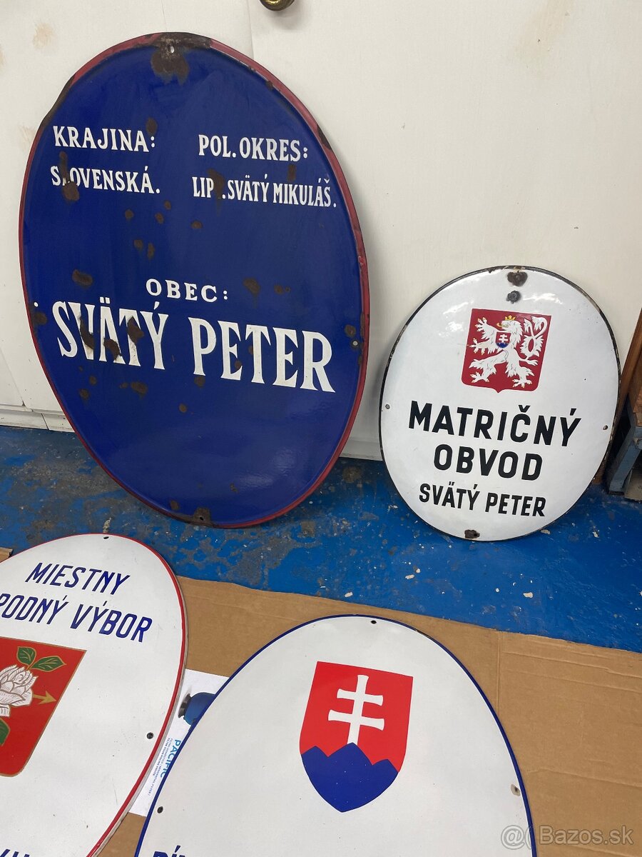 Stara smaltovana plechova cedula tabula 1 CSR Slovensky stat - 4