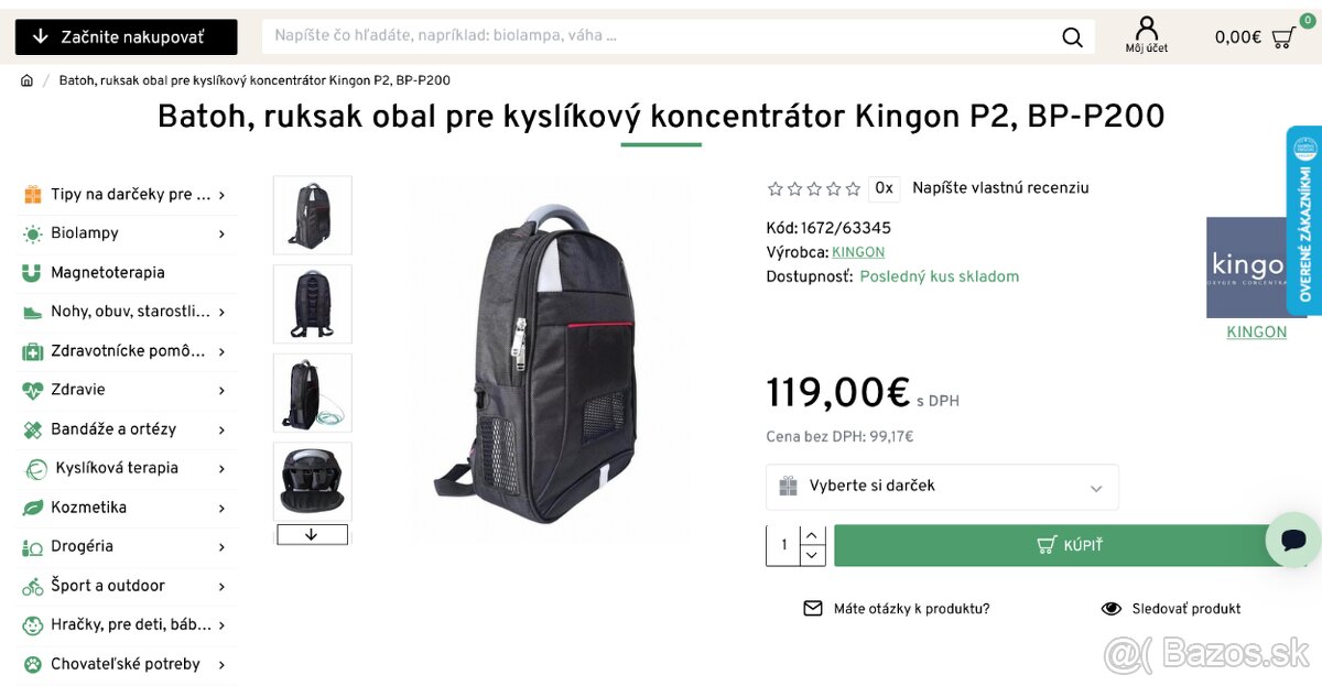 OXYGENERÁTOR KINGON P2 5L / 2kg - prenosný - 4
