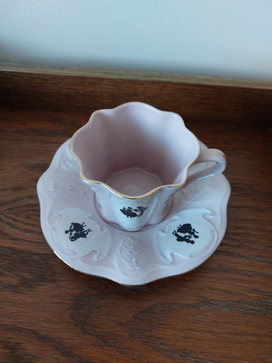 Ruzovy porcelam H&C - salka s podsalkou - 4