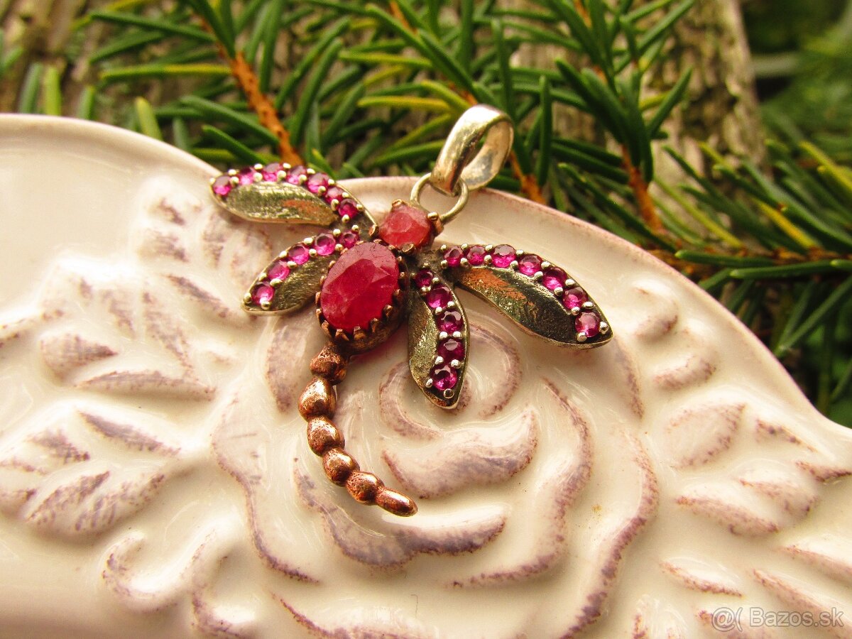 Strieborný prívesok s kameňom Rubín, Ag 925 - 4