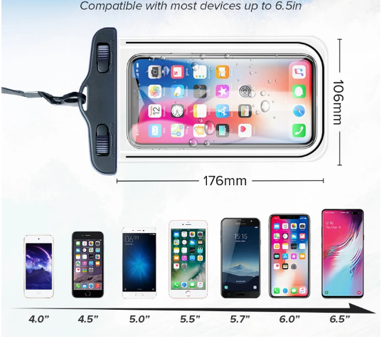 Vodotesné puzdro na mobil telefón s popruhom čierne - 4