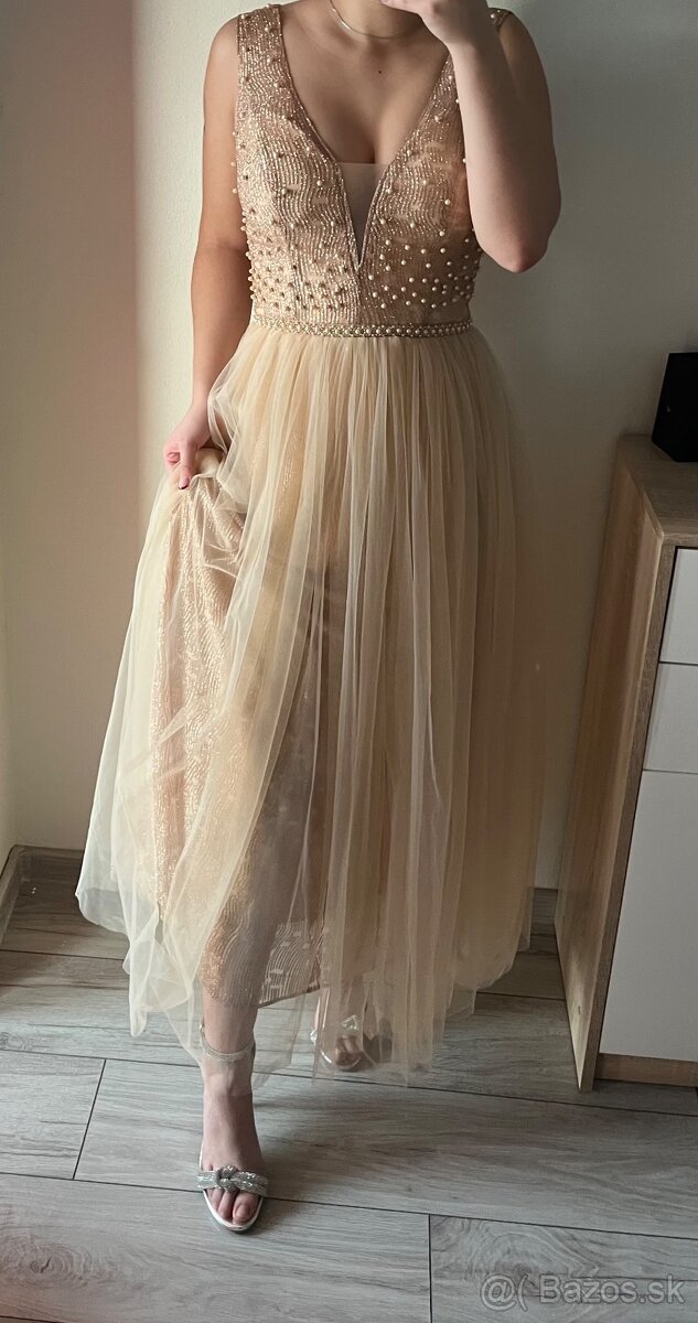 Zlaté spoločenské šaty 36/S - 4