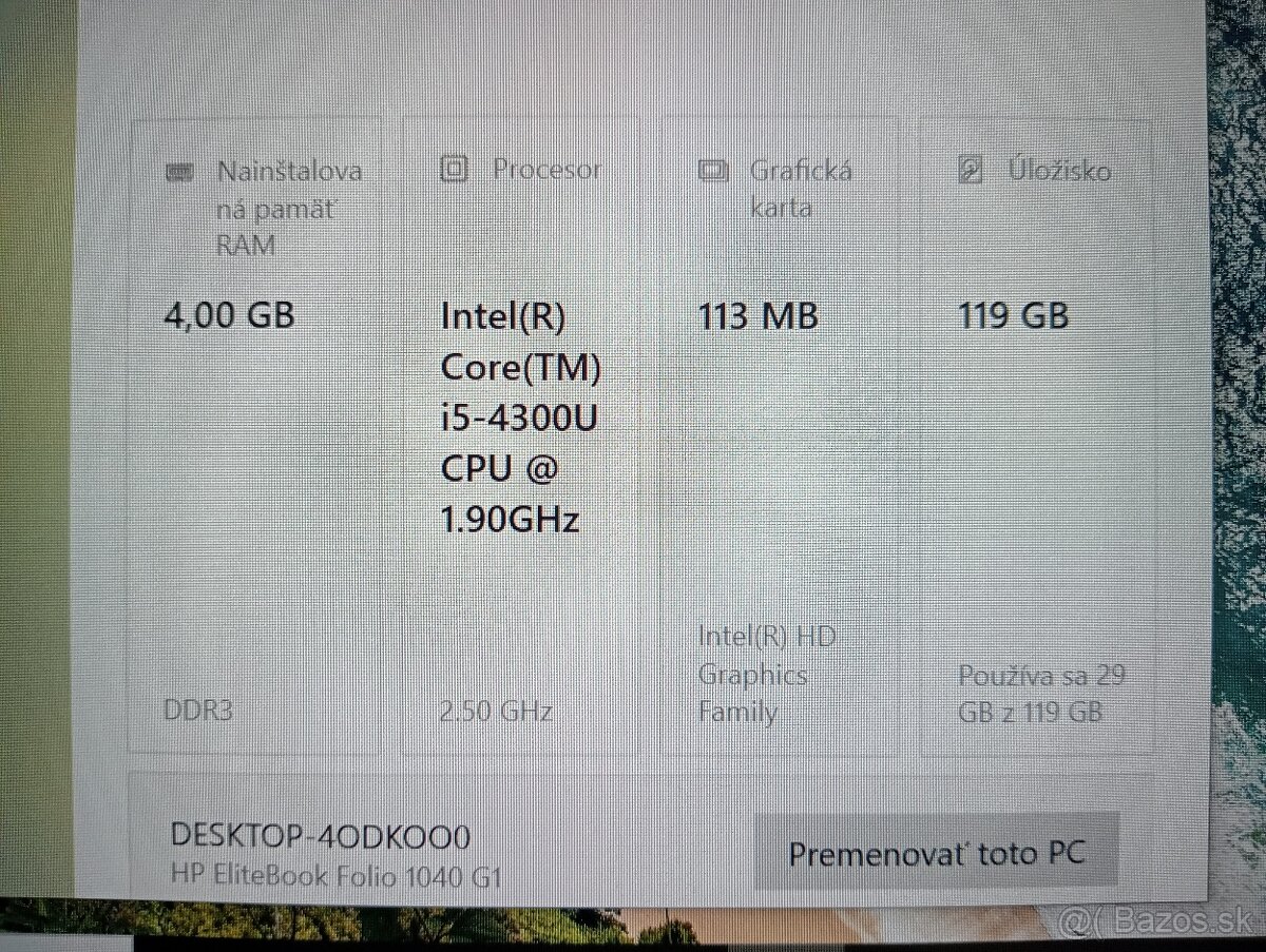 predám HP ELITEBOOK FOLIO 1040 G1 , WINDOWS 10 - 4
