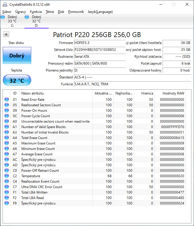 3x 2.5" SSD Patriot P220 - 256GB - 4