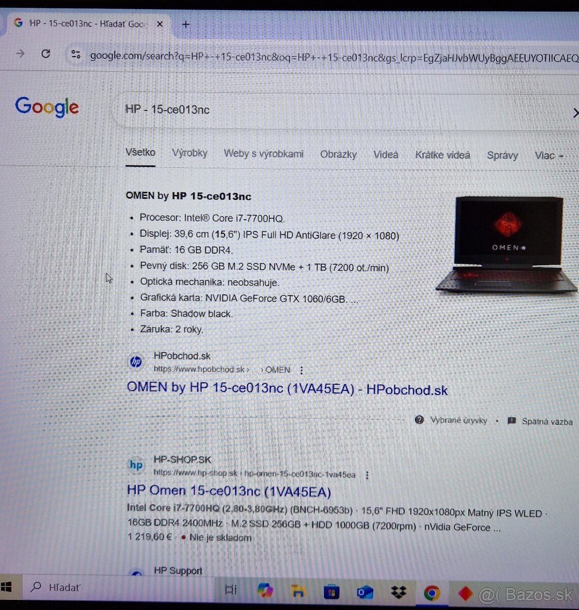 HP OMEN 15-ce013nc i7-7700HQ, NVIDIA GTX 1060/6 GB - 4