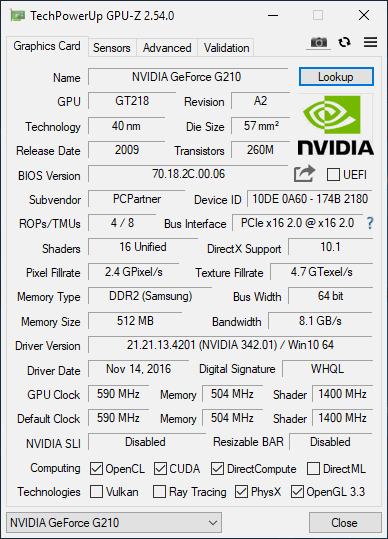 Predám grafické karty NVIDIA GeForce G210 512MB - 4