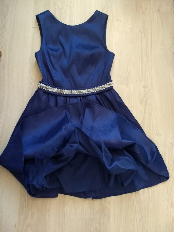 krátke modré spoločenské šaty - 4