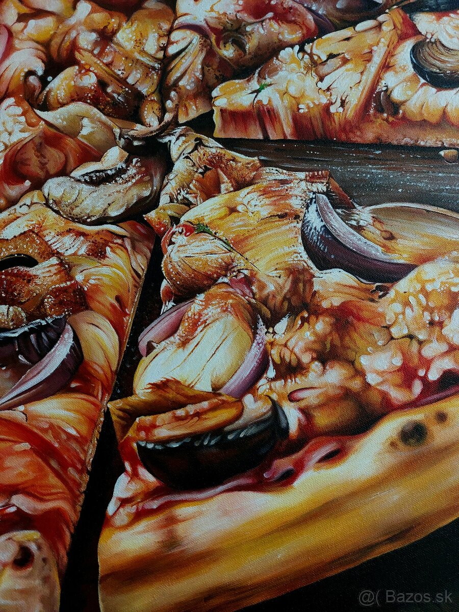 Realistická maľba akrylom na plátne PIZZA - 4